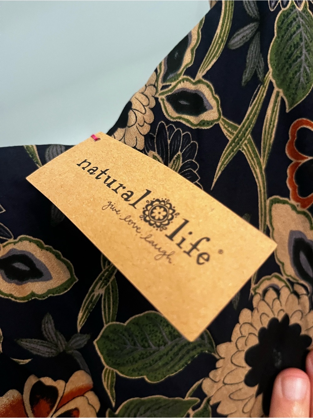 Natural Life Floral Print Dress with Green and Cream Blooms
